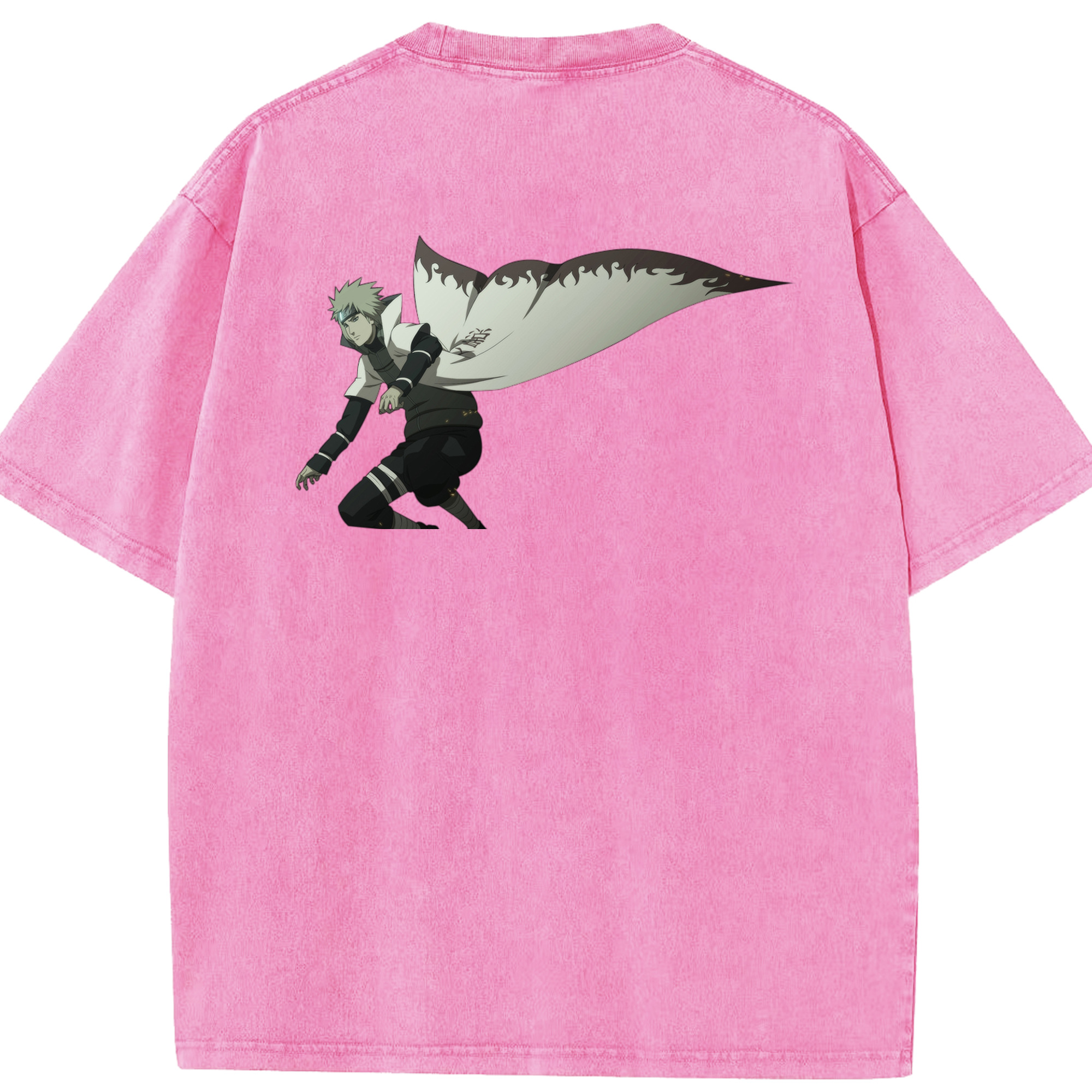 （画像用） NARUTO -ナルト- 波風 ミナト Namikaze Minato 綿100% ヴィンテージ風 半袖Tシャツ（背面プリント）